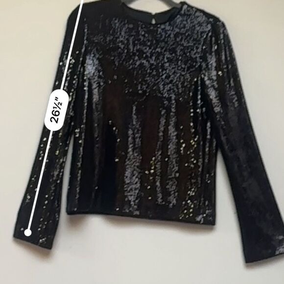 Galvan London Black Sequin Long Sleeve Top Size 8 - Picture 7 of 9